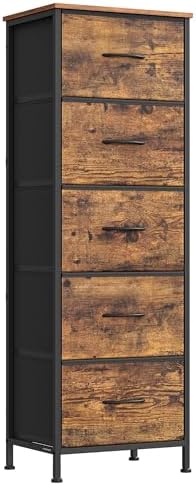 SONGMICS Dresser for Bedroom, Tall Dresser with 5 Fabric Drawers