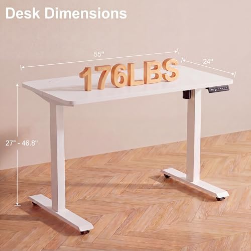 55'' × 24'' Height Adjustable Electric Standing Desk with Wheels