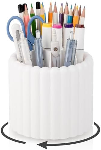 Anyoifax Rotating Pen Holder for Desk Removable Pencil Cup, Small White