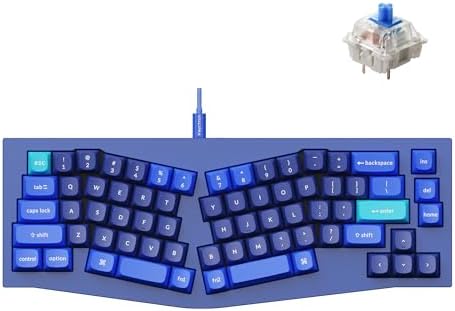 Keychron Q8 Wired Custom Mechanical Keyboard, 65% Alice Layout QMK/VIA Programmable with Hot-swappable Gateron G Pro Blue Switch Double Gasket Compatible with Mac Windows Linux (Blue)