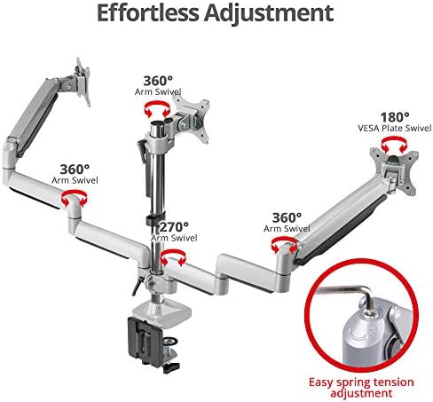 SIIG Triple Monitor Desk Mount, 13"-32", 15.4 lbs Each, CE-MT3611-S1