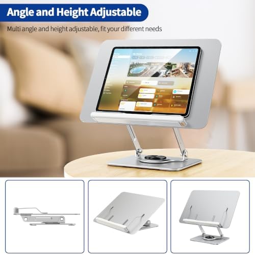 BESIGN BS02 Book Stand for Reading, Adjustable Book Holder, Ergonomic Laptop Stand, Cookbook Stand, Recipe Book Holder with Elastic Page Clips for Music Scores, Recipe, Tablet