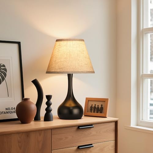 Touch Table Lamp for Bedroom 1Pack, 3-Way Dimmable Bedside Lamp for Nightstand, Farmhouse Metal Desk Lamp with Linen Shade for Living Room, Kids Reading, Dorm, Home Office Decor, Bulb Included