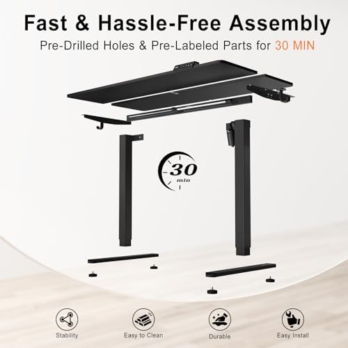 32 Inch Height Adjustable Standing Desk for Home Office, Black
