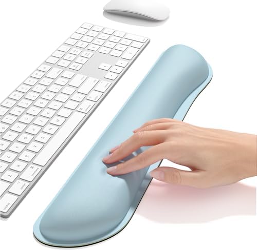 Dapesuom Enlarge Keyboard Wrist Rest, Memory Foam Keyboard Wrist Cushion for Computer Desk Mats Support, Typing Pain Relief Ergonomic Mouse Pad Rests with Non-Slip Base for Gaming, Laptop, Sky Blue