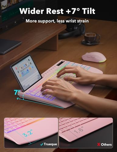 Trueque Wireless Keyboard and Mouse Combo, 4000mAh Battery, Wrist Rest