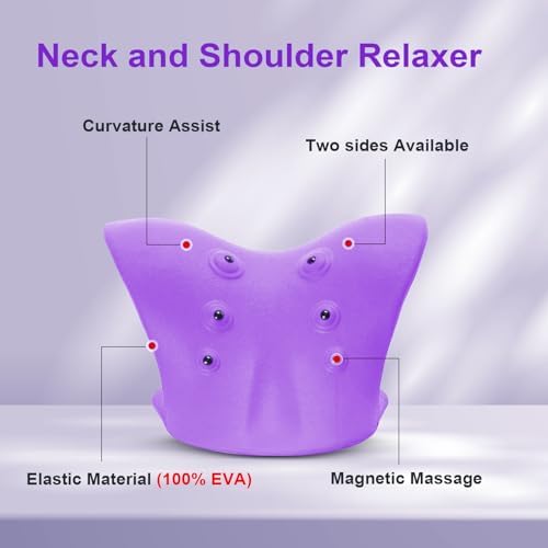 Neck Stretcher with Magnetic Therapy Acupressure for Pain Relief, Neck and Shoulder Relaxer, Chiropractic Pillow, Restore Neck Curve, Purple
