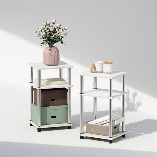 Furinno JUST Set of 2 Toolless 3-Tier Night Stand, White Oak