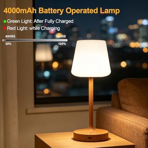 Shower Lamp Waterproof, 4000mAh Rechargeable Table Lamp with Warm Light