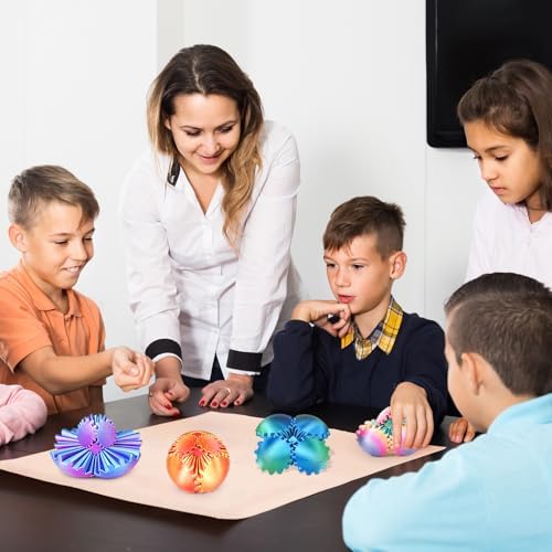 4PCS Gear Ball Fidget Toys Steampunk Gear Sphere Stress Relief for Kids Adults 3D Printed Unique Funny Birthday Gift for Christmas White Elephant Stocking Stuffer Easter (Multicolor, Dia. 2.5" )
