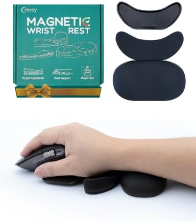 Height-Adjustable Mouse Palm & Wrist Rest, Magnetic Gliding Dual Support