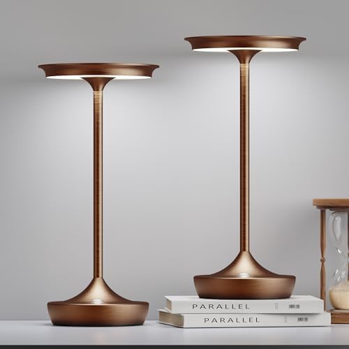LED Rechargeable Cordless Outdoor 6000mAh Battery Table Lamp 2-Pack Moka