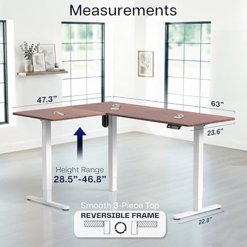 VIVO Dark Walnut 63 x 47 in Corner Standing Desk, DESK-E3CTWD-47