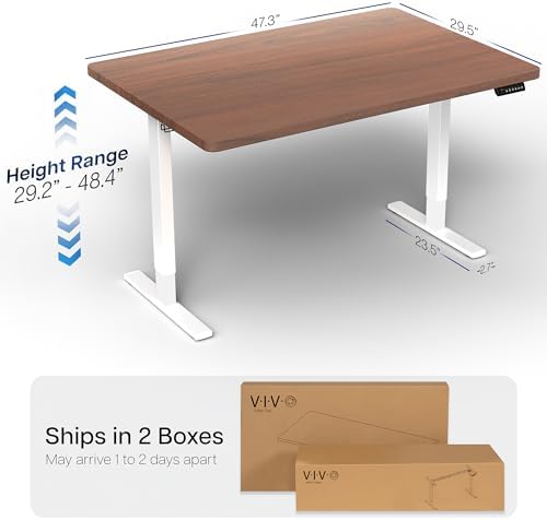 VIVO Dark Walnut 48 x 30 in Standing Desk, DESK-KIT-1W5D