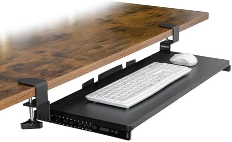 Mount-It! Keyboard Tray Under Desk, 30" (36" Including Clamps) Extra-Wide Pull Out Drawer, No-Drill C-Clamp Mount, Fits Desks 0"–1.77" Thick, Holds 11 lbs, Black