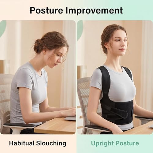 Posture Corrector for Men Women, 4 Support Rods Full Back Brace, Adjustable Breathable Shoulder Straightener, Invisible Upper Lower Back Support, Neck Shoulder Lumbar Pressure Relief for Office Daily Wear