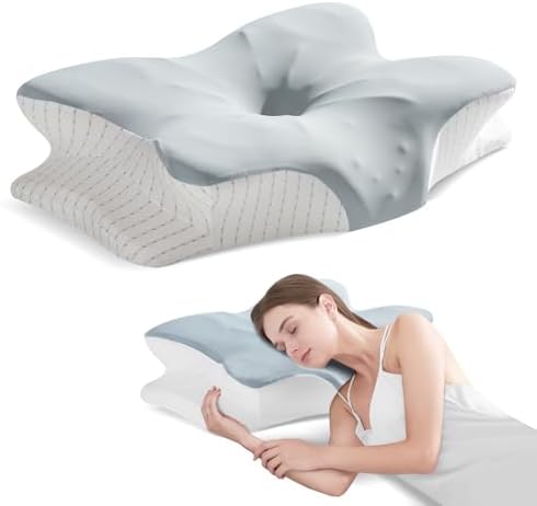 Cervical Pillow, Butterfly Shape Ice Silk Foam (Gray)
