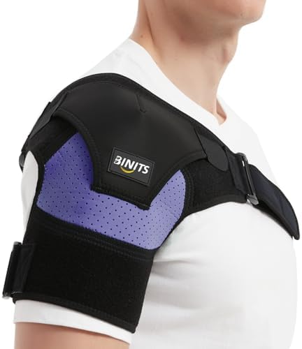 Shoulder Brace for Torn Rotator Cuff, Tendonitis, Shoulder Pain Relief, Dislocation, Adjustable Arm Sling Shoulder Support Fit Sleeve Wrap for Men & Women（Purple S-M）