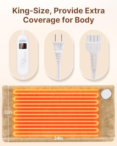 RENPHO Heating Pad for Back & Period Cramps, Heat Pad for Knee and Leg, Birthday Gifts for Women Men Husband, Auto Shut Off, ETL Certified, 12" x24‘’ Light Yellow