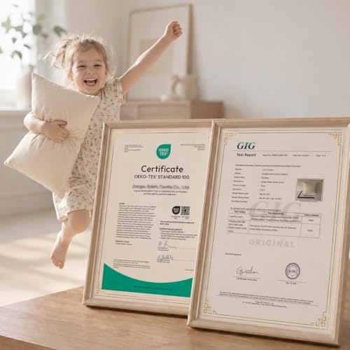 Adjustable Kids Pillow for Ages 4-12 with Organic Cotton Pillowcase