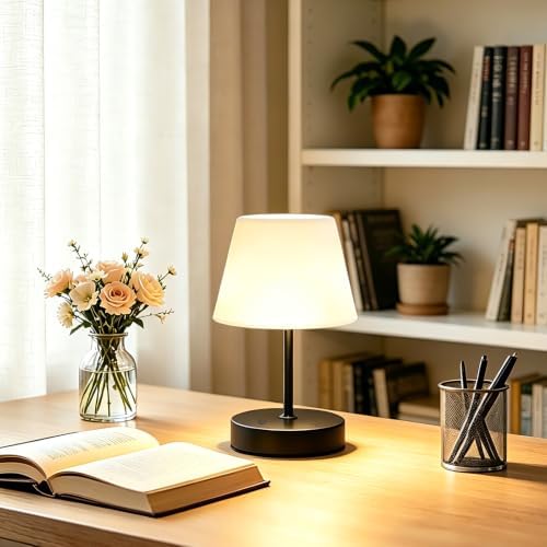 Cordless Table Lamp, Rechargeable Shower Lamp - Black Set of 2