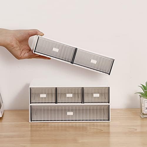 Ykpokir Desktop Organizer with Drawers Stackable Storage Stackable Drawers 3 Tier White Desk Storage Organizers, Plastic Makeup Storage Accessories