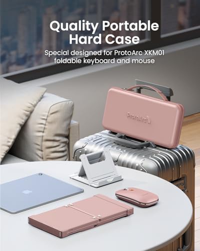 ProtoArc XKM01 Full-Size Foldable Keyboard Mouse Combo for Travel - Pink