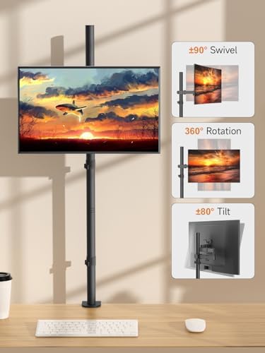 Bracwiser Monitor Mount Single Fully Adjustable Arm Monitor Arm Fits One Screen 13-32 inch 22lbs for Computer Screen 13 15 17 19 20 22 23 24 26 27 30 32 inch VESA 75 100 (MD71221)