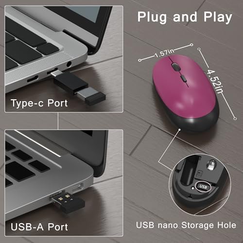 Colorful MPTOG Wireless Computer Keyboard and Mouse Combo (Black-Claret)