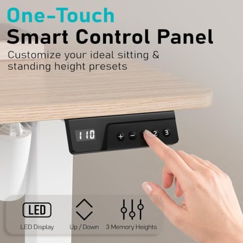 Electric Standing Desk, 40" x 24" Small Sit Stand Desk, Light Walnut