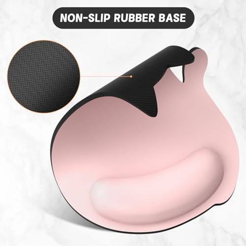 Ergonomic Mouse Pad with Wrist Rest, Cute Cat Memory Foam Padded Pain Relief Non-Slip Wrist Support Mouse Mat for Gaming Work Computer Laptop, Funny Office Supplies Desk Accessory, Pink