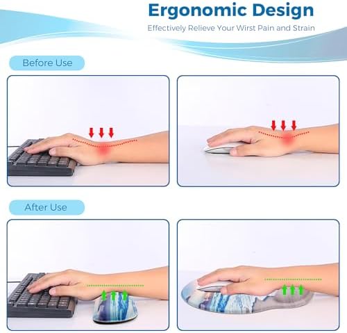 Mouse Pad and Keyboard Wrist Rest Support,Ergonomic Mouse Pad Set