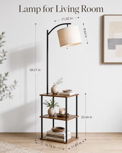 GERGO Floor Lamp with Table, Side Table for Living Room, 3 CCT 9W LED Bulb