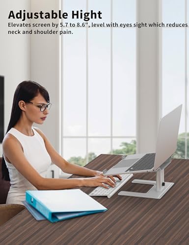 ALASHI Laptop Stand, Height Adjustable Desk Riser, 10-17.3", Silver