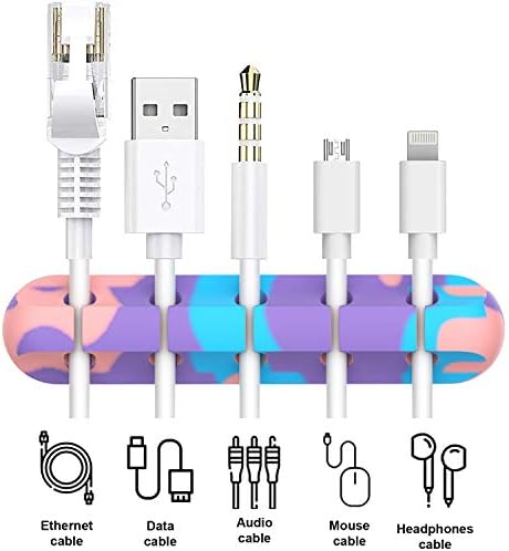 INCHOR Cable Organizer, Cord Organizer Cable Management, Cable Clips USB Cable Holder Wire Organizer Cord Clips,(5, 3 Slots Colourful)