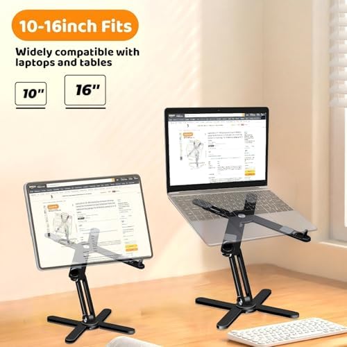 MOALLIA N86 360 Rotating Laptop Stand for Desk with Locking Knobs, Black