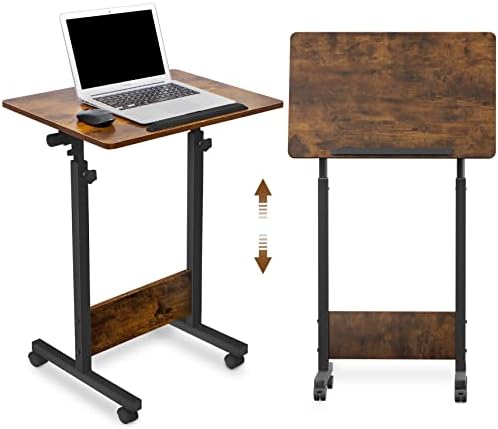 KOUPA Height Adjustable Flip Standing Desk with Wheels,24Inch