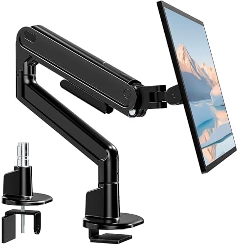 monTEK Aluminum Single Monitor Arm, 26.4 lbs, 17–40" Full Motion，Black