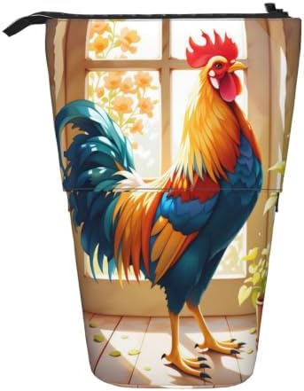 Sunflower Chicken Rooster Standing Pencil Case