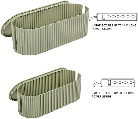 FABROK 2 Pack Cable Management Box, Cord Hider Box, Green, Small+Large