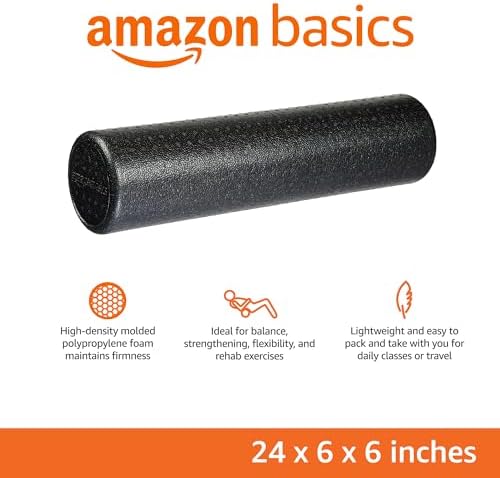 Amazon Basics High Density Foam Roller for Exercise and Recovery, 24 Inches, Black