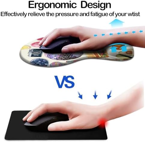 Ergonomic Mouse Pad with Wrist Support,Mouse Pad with Wrist Rest and Coaster Set,Office Supplies Non-Slip Mouse Pads for Desk, Non-Slip Comfortable,Pink Stickers