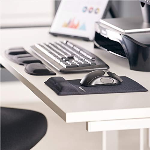 Fellowes Mouse Pad/Wrist Support with Mircoban Protection, Black (9181201) (Pack of 4)