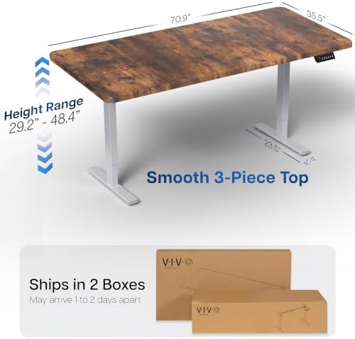 VIVO Rustic Vintage Brown 71 x 36 in Standing Desk, DESK-KIT-1G7N-36