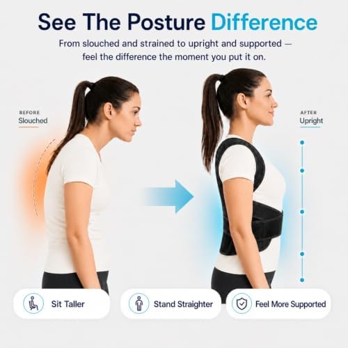 Medira RodPosture Back Brace for Women & Men, Posture Corrector (Red,XS)