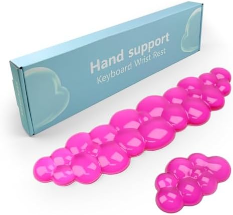 Gel Cloud Keyboard and Mouse Wrist Rest, Cute Wrist Support and Arm Support Keyboard Rest for Keyboard and Mouse Typing Pain Relief，Suitable for Office/Computer/Laptop/Gaming (Transparent Red)