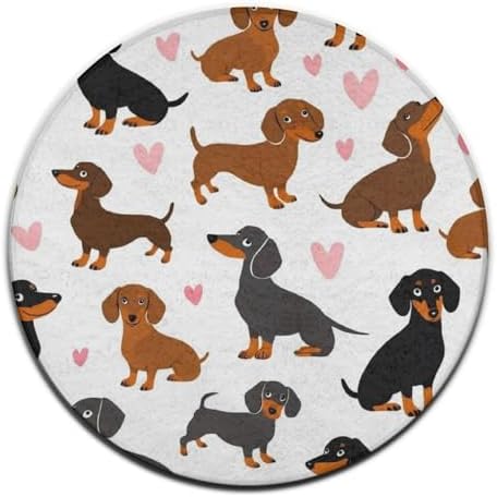 Circular Rugs Large Modern Round Area Rug Fashion Decor Mat for Home Office Dachshund Lovers Dachshunds