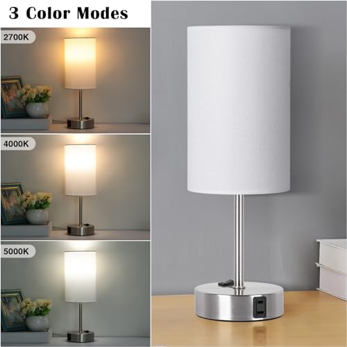ZJOJO Table Lamps for Bedroom Set of 2, Bedside Small Lamps with AC Outlet