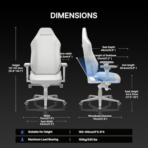 Blacklyte Athena Pro Gaming Chair, White Leather