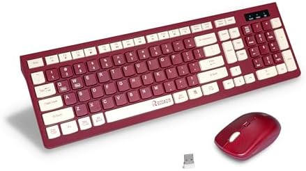 Wireless Keyboard and Mouse Combo Silent for Office and Home(Wine red-A)